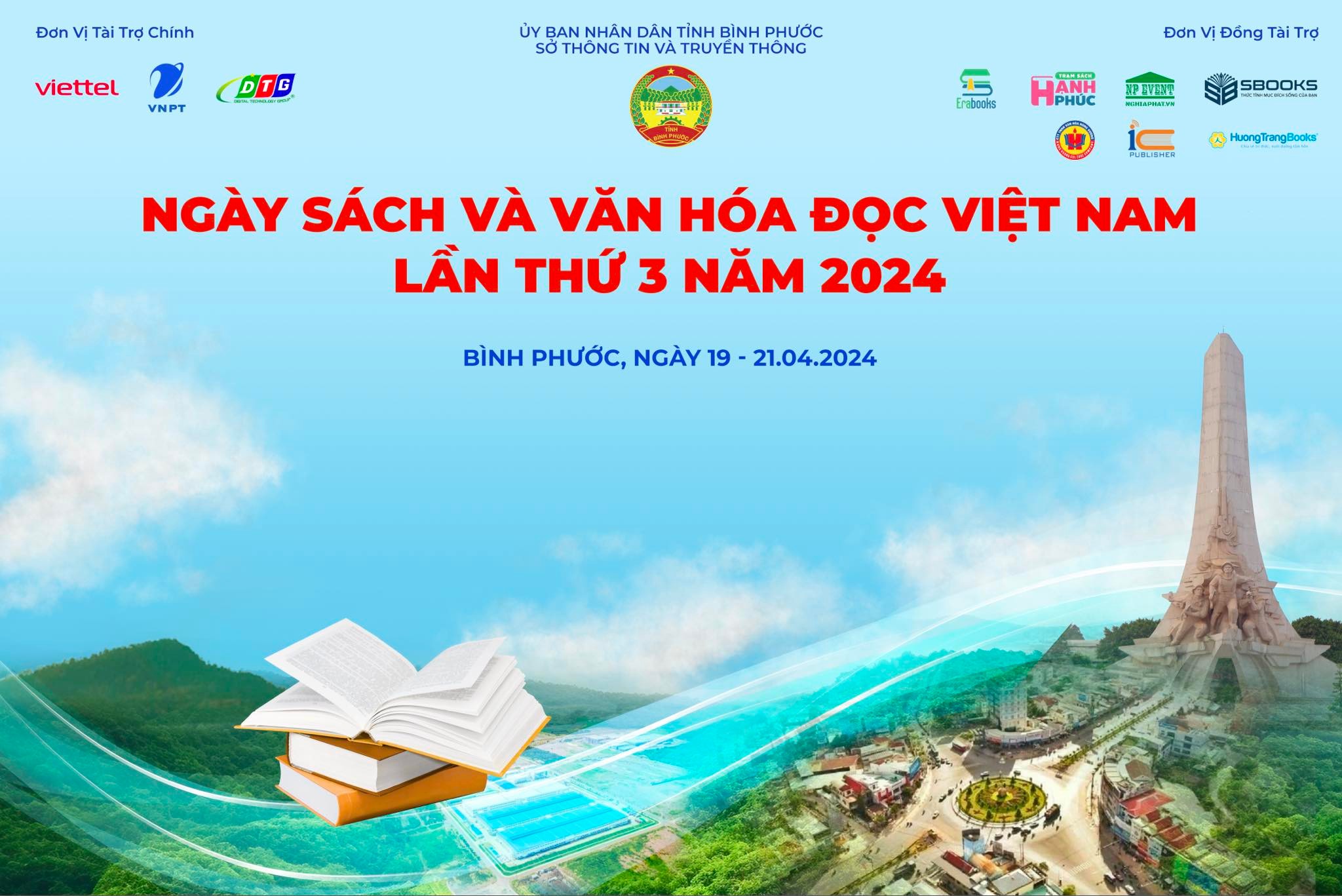 Lễ khai mạc Ngày sách và Văn hóa đọc Việt Nam năm 2024 trên địa bàn tỉnh Bình Phước sẽ khai mạc vào lúc 7 giờ 30 phút ngày 19/4/2024.