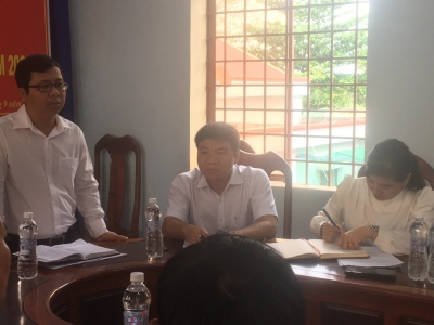 Ông Hồ Tiến Duật   Trưởng Phòng QLVH Trưởng đoàn, phát biểu tại buổi kiểm tra Phong trào xã Thanh An