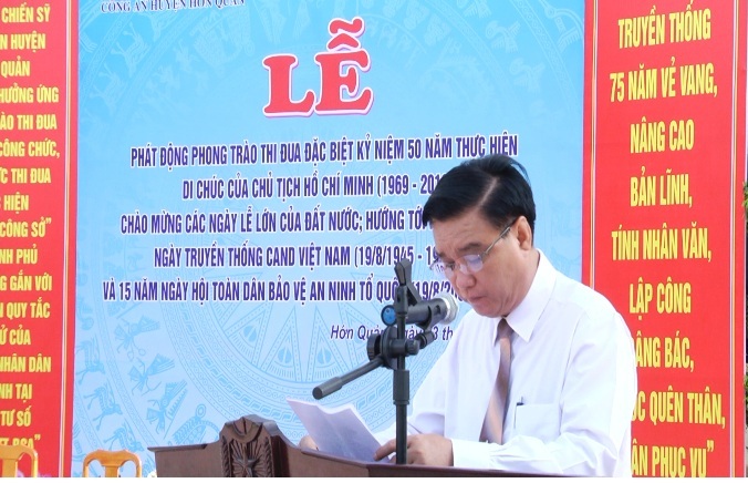 Đ/c Vũ Long Sơn – Chủ tịch UBND huyện phát biểu chỉ đạo tại Lễ phát động