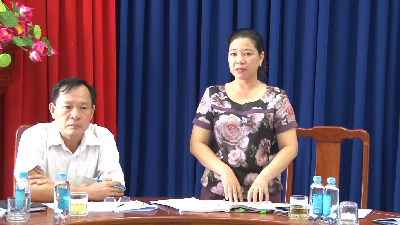 bà Phạm Thị Mai Hương, Phó giám đốc Sở lao động thương binh và xã hội tỉnh phát biểu tại buổi làm việc