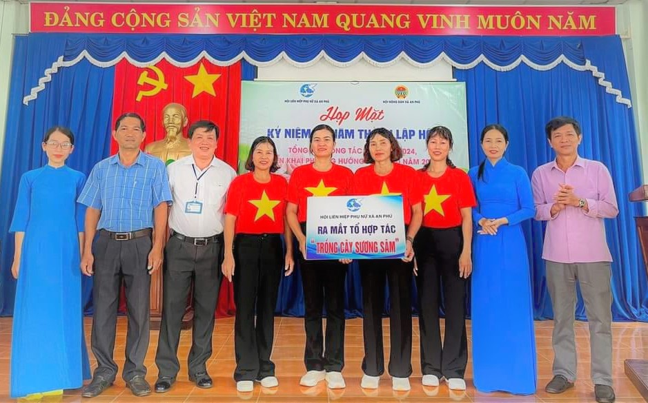 Hội Phụ nữ xã An Phú ra mắt mô hình trồng cây Sương Sâm. Ảnh: Hội Phụ nữ xã.